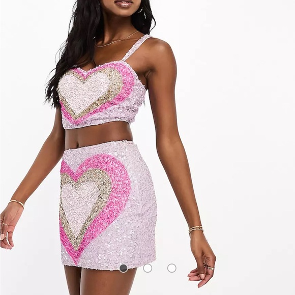 ASOS Lace and Beads sequin crop top and mini skirt set (Eras Tour outfit!) - Picture 2 of 3